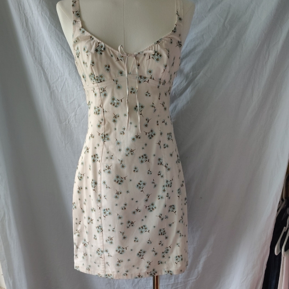Victoria's Secret Floral Mini Dress - Cream and Green